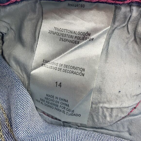 Betsey Johnson Girls 14 XOXO Sequin Embellished Patched Distressed Light Jeans - Picture 9 of 9